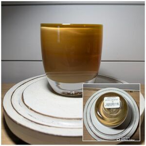 Glassybaby Jane’s Caramel #50 Candle Votive Holder Pre Triskelion W/ Sticker
